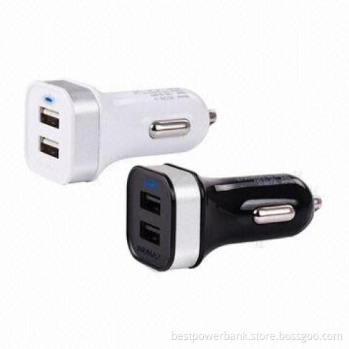 Dual-USB Car Chargers with 12 to 24V DC Input Range